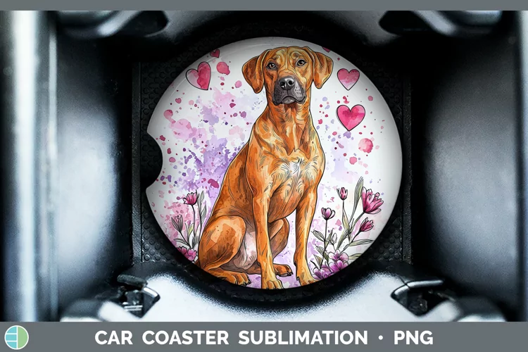 Valentine Splash Dogs Rhodesian Ridgeback Car Coaster Subli