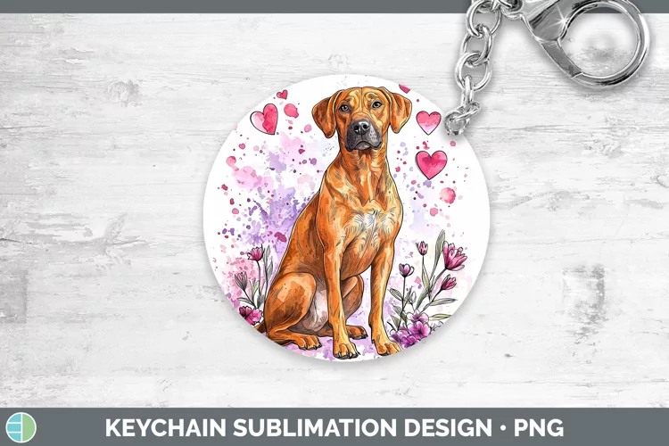 Valentine Splash Dogs Rhodesian Ridgeback Keychain Sublimat