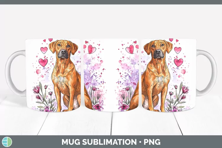 Valentine Splash Dogs Rhodesian Ridgeback Mug Wrap Sublimat
