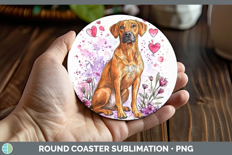 Valentine Splash Dogs Rhodesian Ridgeback Round Coaster Sub