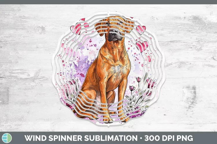 Valentine Splash Dogs Rhodesian Ridgeback Wind Spinner Subl