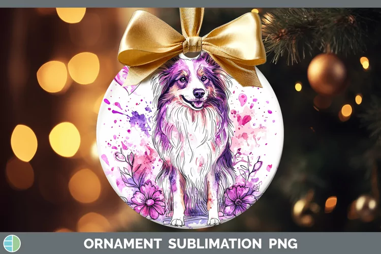 Valentine Splash Dogs Rough Collie Ornament Sublimation Baub