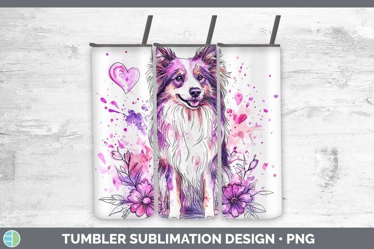 Valentine Splash Dogs Rough Collie Tumbler Sublimation 20 oz