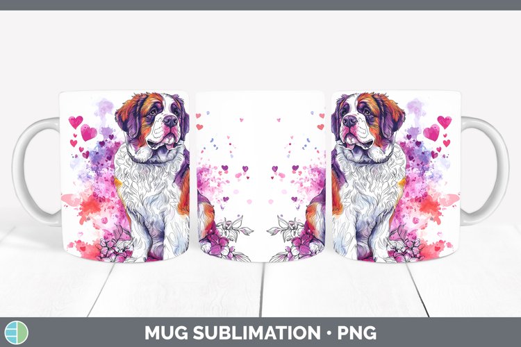 Valentine Splash Dogs Saint Bernard Mug Wrap Sublimation Cof