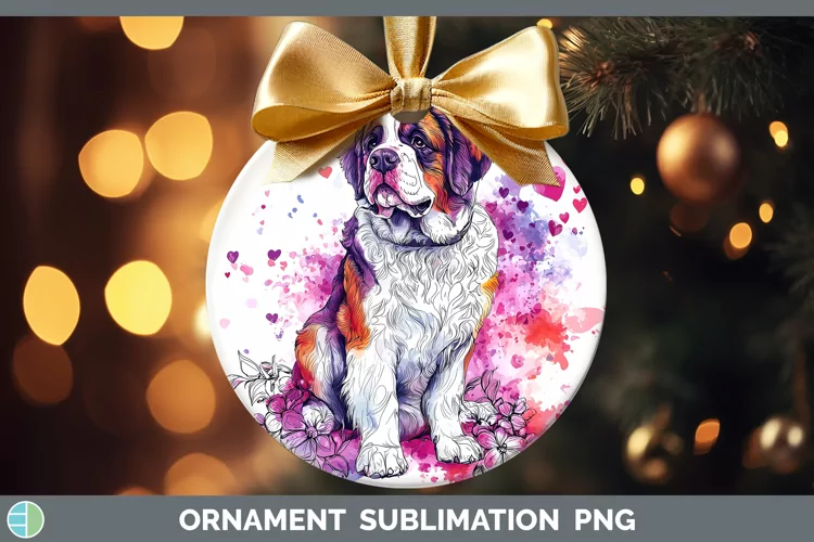 Valentine Splash Dogs Saint Bernard Ornament Sublimation Bau