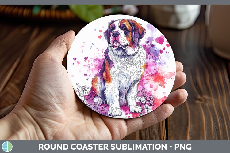 GorgeousValentine Splash Dogs Round Coaster design.