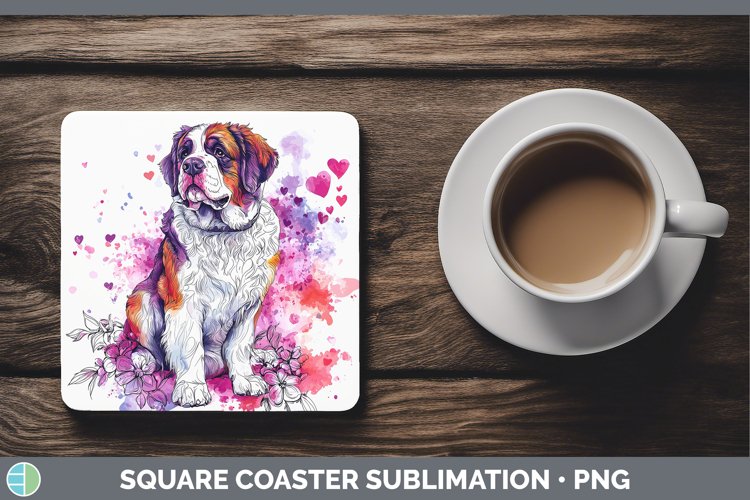 GorgeousValentine Splash Dogs Square Coaster design.