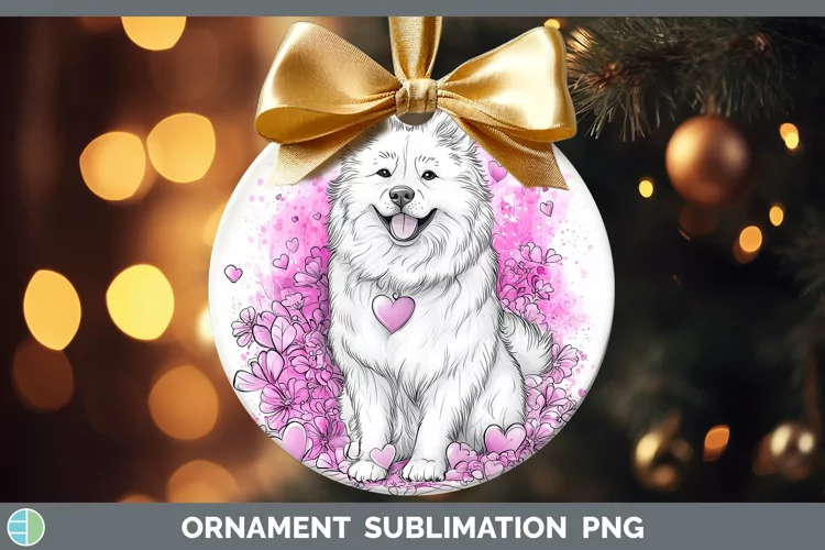 Valentine Splash Dogs Samoyed Dog Ornament Sublimation Baubl