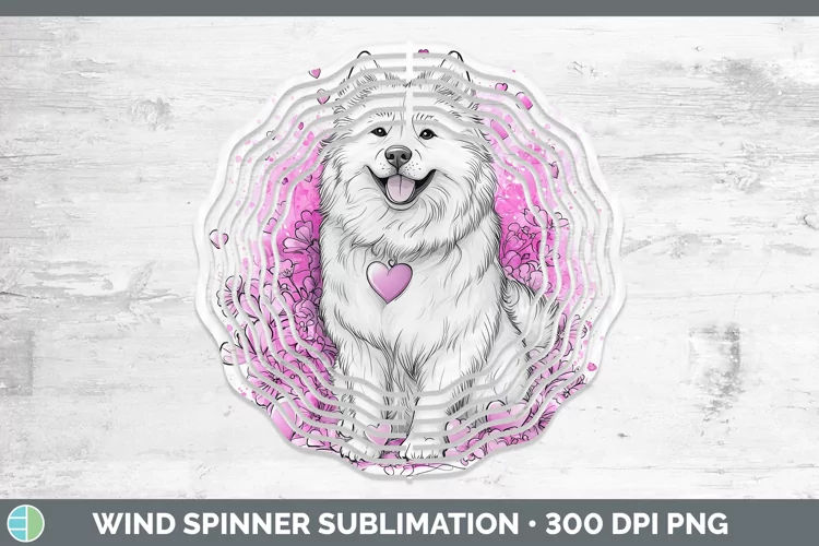 Valentine Splash Dogs Samoyed Dog Wind Spinner Sublimation S