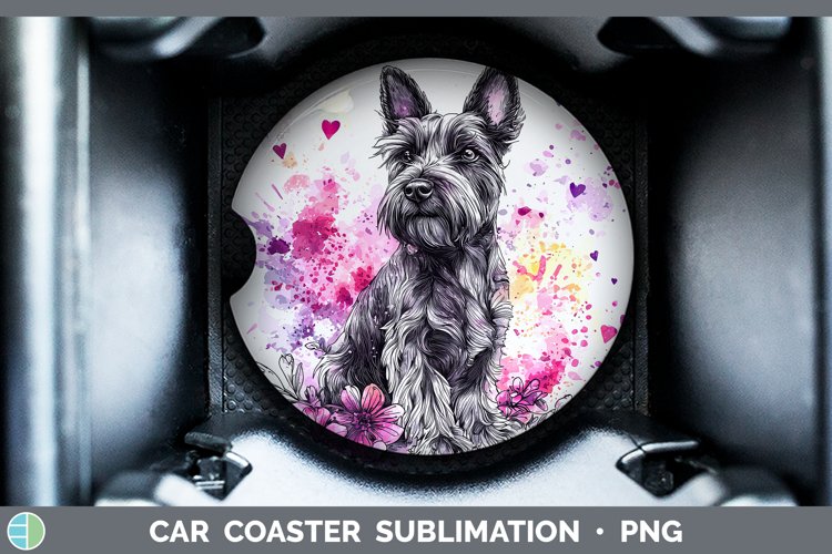 Valentine Splash Dogs Scottish Terrier Dog Car Coaster Subli