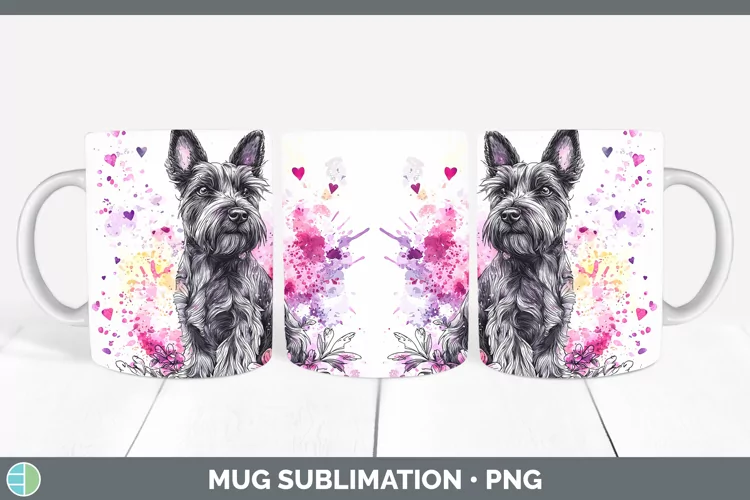 Valentine Splash Dogs Scottish Terrier Dog Mug Wrap Sublimat