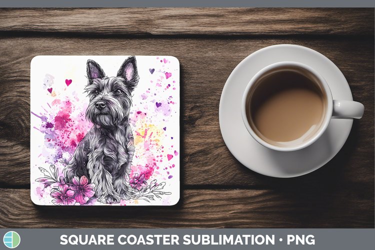 GorgeousValentine Splash Dogs Square Coaster design.