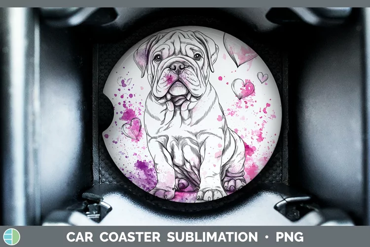 Valentine Splash Dogs Shar Pei Car Coaster Sublimation Desi
