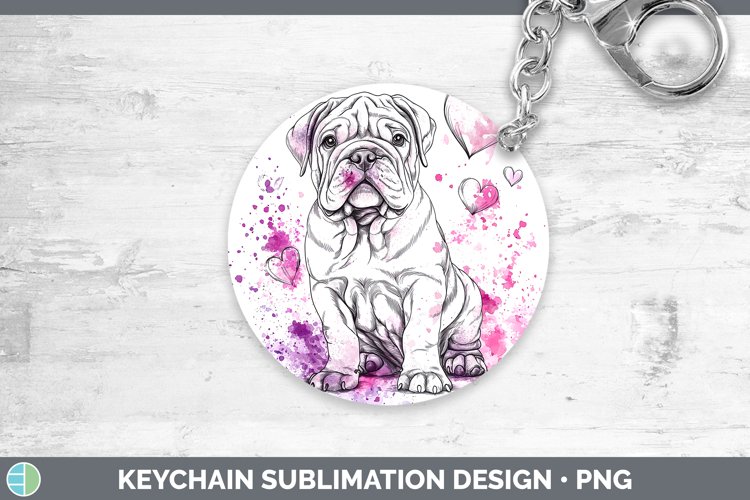 Valentine Splash Dogs Shar Pei Keychain Sublimation Keyring