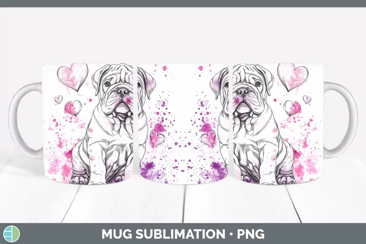 Valentine Splash Dogs Shar Pei Mug Wrap Sublimation Coffee C