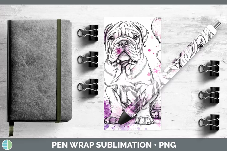 Valentine Splash Dogs Shar Pei Pen Wrap Sublimation Pen Desi