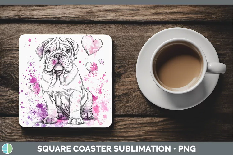 Valentine Splash Dogs Shar Pei Square Coaster Sublimation Co