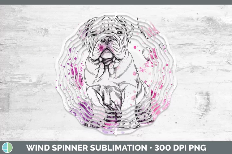 Valentine Splash Dogs Shar Pei Wind Spinner Sublimation Spin