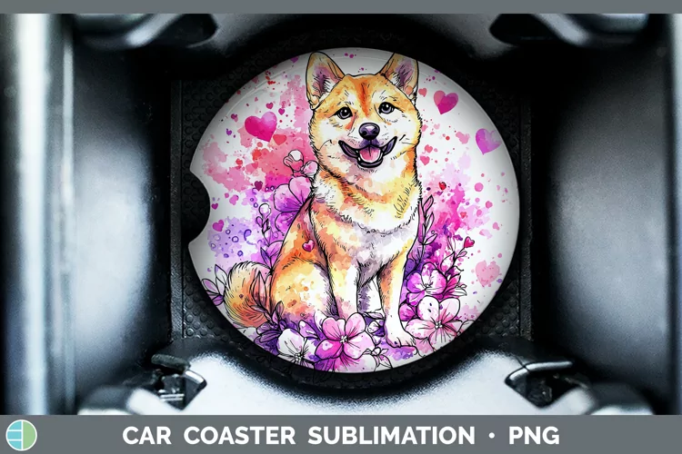 Valentine Splash Dogs Shiba Inu Car Coaster Sublimation De