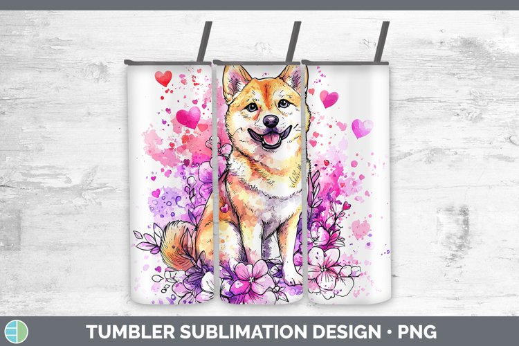 Valentine Splash Dogs Shiba Inu Tumbler Sublimation 20 oz S