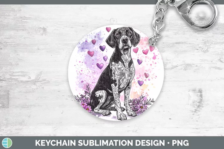 Valentine Splash Dogs Shorthaired Pointer Keychain Sublimat