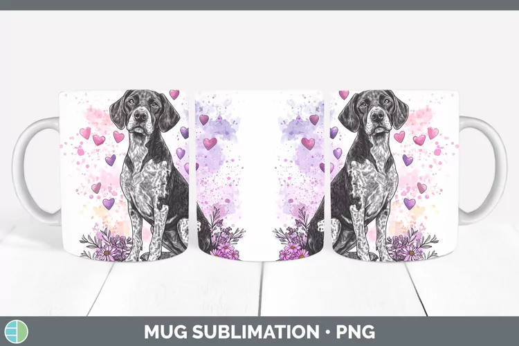 Valentine Splash Dogs Shorthaired Pointer Mug Wrap Sublimat