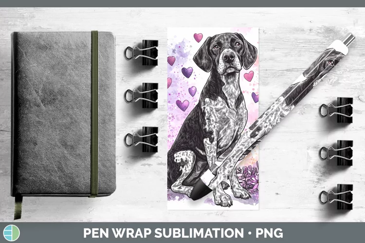 Valentine Splash Dogs Shorthaired Pointer Pen Wrap Sublimat