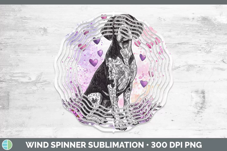 Valentine Splash Dogs Shorthaired Pointer Wind Spinner Subl