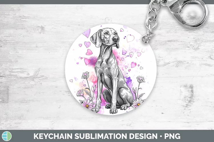 Valentine Splash Dogs Weimaraner Keychain Sublimation Keyrin