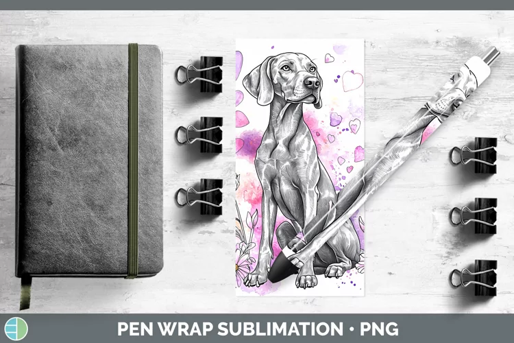 Valentine Splash Dogs Weimaraner Pen Wrap Sublimation Pen De