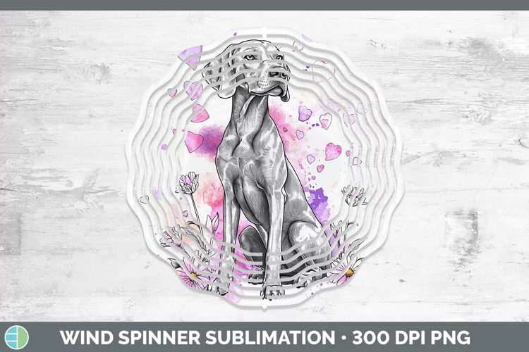 Valentine Splash Dogs Weimaraner Wind Spinner Sublimation Sp