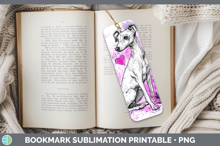 Valentine Splash Dogs Whippet Bookmark Sublimation Printabl