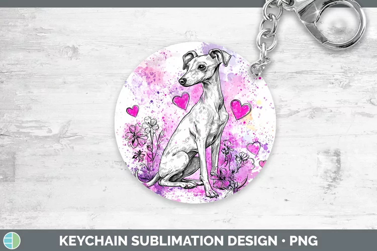 Valentine Splash Dogs Whippet Keychain Sublimation Keyring