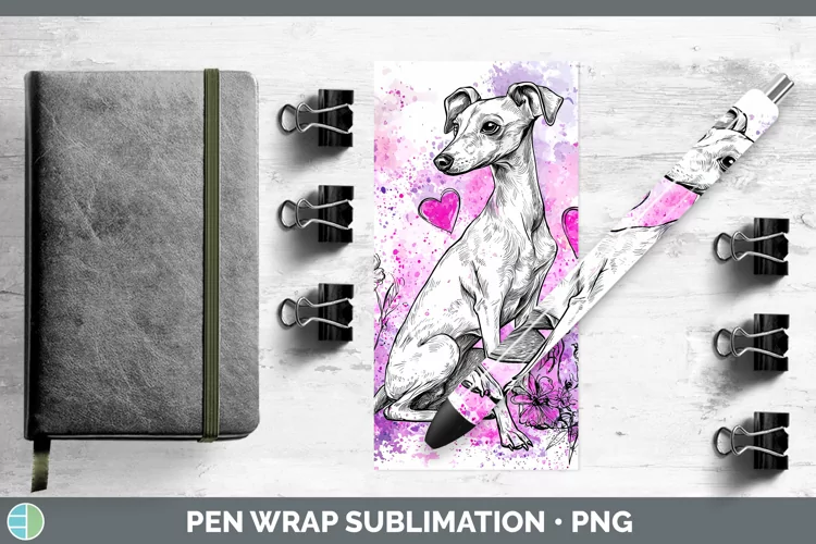 Valentine Splash Dogs Whippet Pen Wrap Sublimation Pen Desi