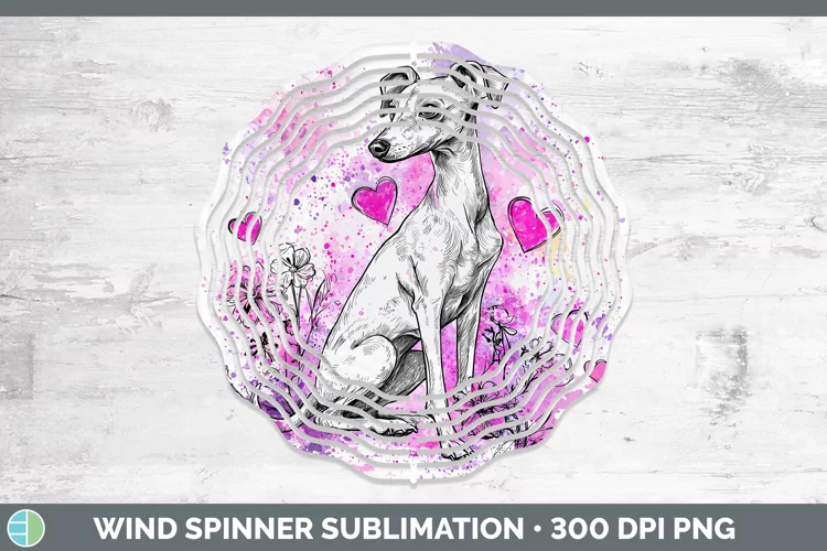 Valentine Splash Dogs Whippet Wind Spinner Sublimation Spin
