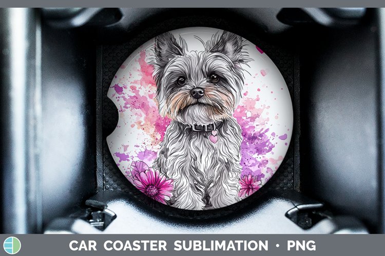 Valentine Splash Dogs Yorkshire Terrier Car Coaster Sublimat