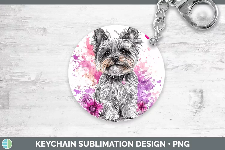 Valentine Splash Dogs Yorkshire Terrier Keychain Sublimation