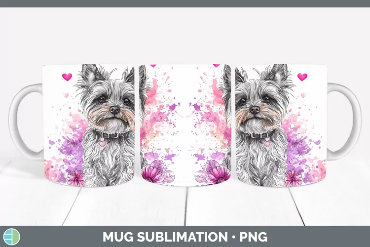 Valentine Splash Dogs Yorkshire Terrier Mug Wrap Sublimation