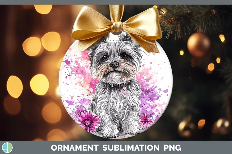 Valentine Splash Dogs Yorkshire Terrier Ornament Sublimation