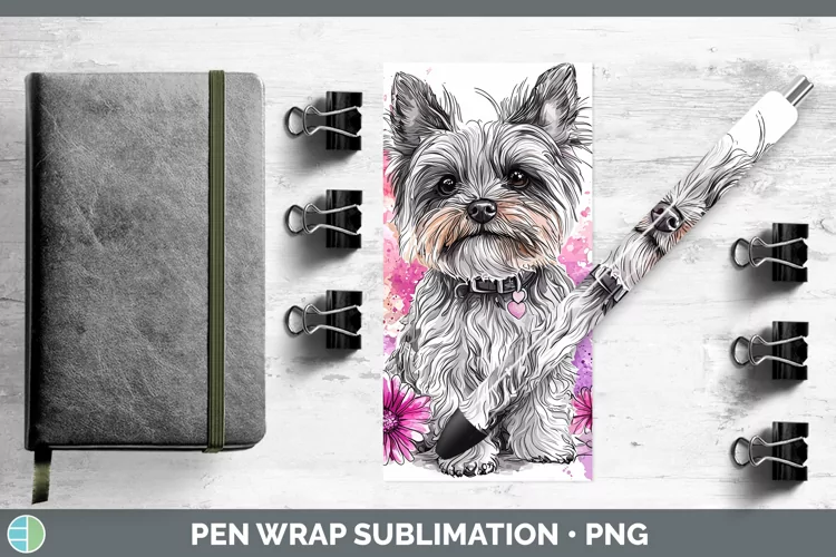 Valentine Splash Dogs Yorkshire Terrier Pen Wrap Sublimation