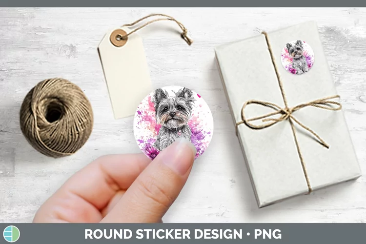 Valentine Splash Dogs Yorkshire Terrier Stickers | Round Lab