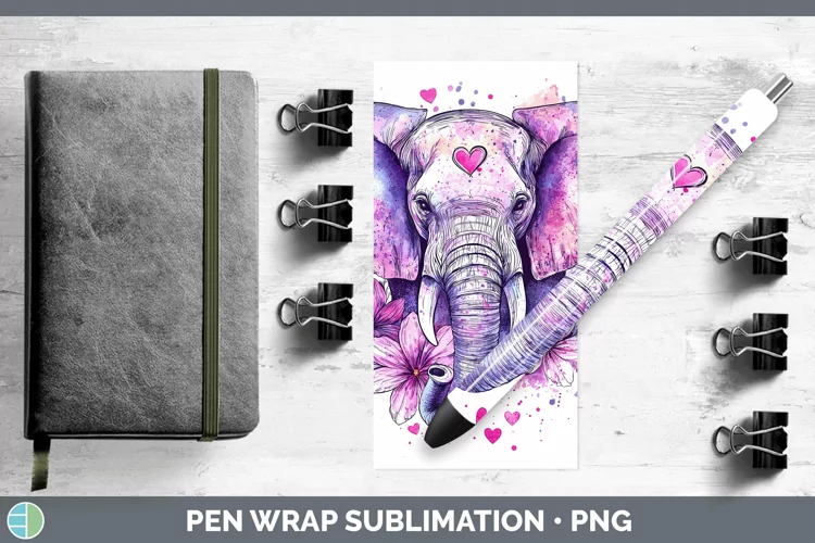 Valentine Splash Elephant Pen Wrap Sublimation Pen Designs