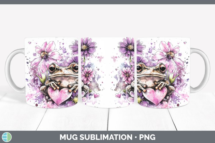 Valentine Splash Frog Mug Wrap Sublimation Coffee Cup Design
