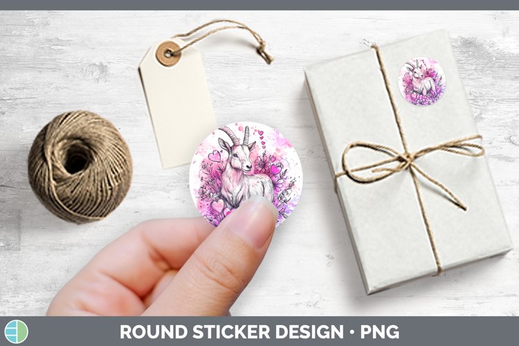 Valentine Splash Goat Stickers | Round Labels Designs
