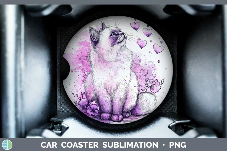 Valentine Splash Himalayan Cat Car Coaster Sublimation Desi