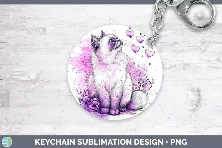 Valentine Splash Himalayan Cat Keychain Sublimation Keyring