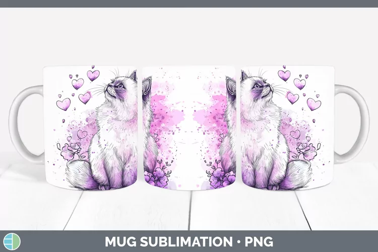 Valentine Splash Himalayan Cat Mug Wrap Sublimation Coffee C