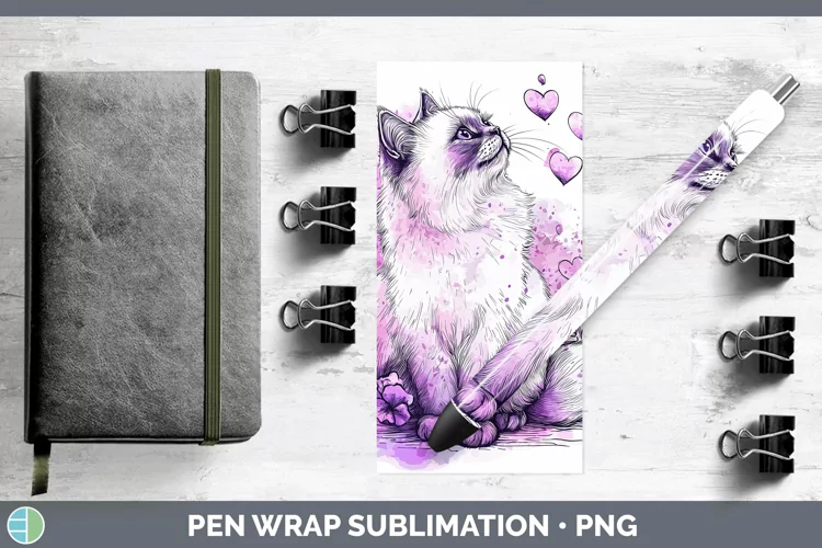 Valentine Splash Himalayan Cat Pen Wrap Sublimation Pen Desi