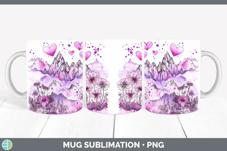 Valentine Splash Landscape Mug Wrap Sublimation Coffee Cup D