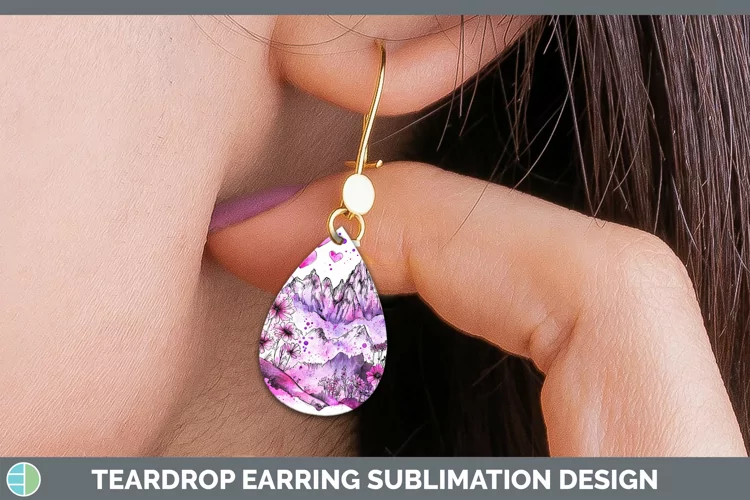 Valentine Splash Landscape Teardrop Earrings Sublimation Ear